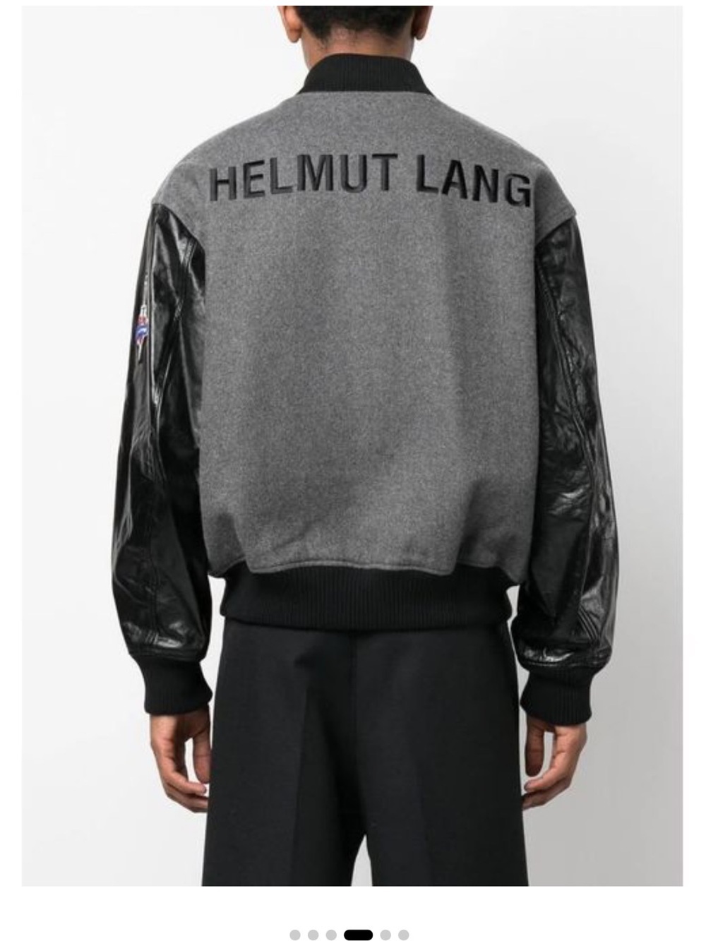 Helmut Lang Men's Gray Logo Varsity Bomber Jacket